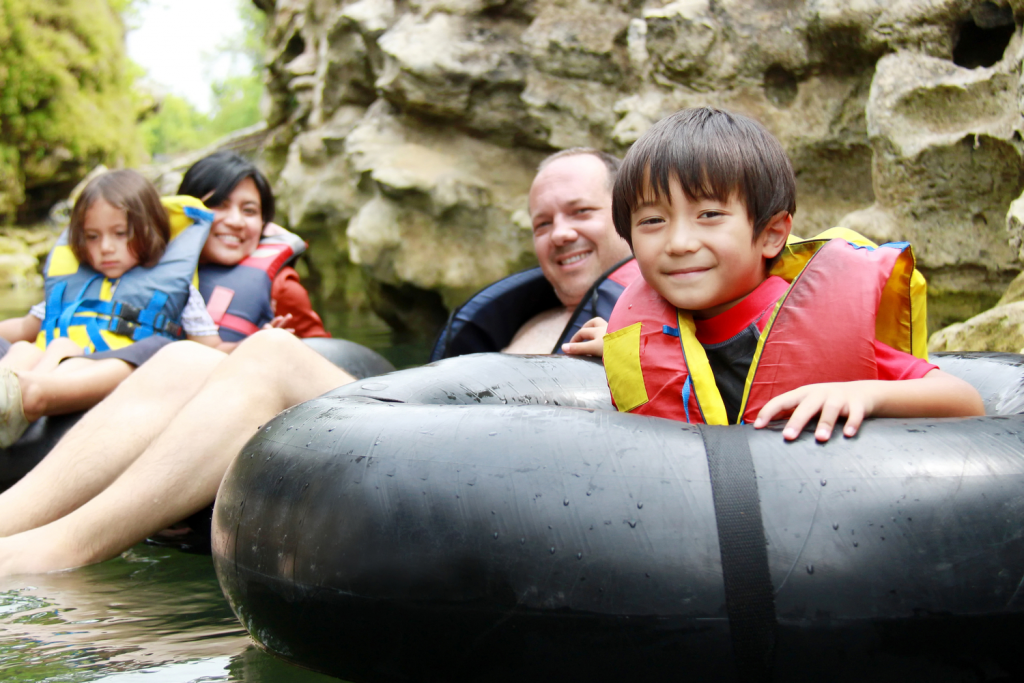 Picture of family tubing near Gatlinburg.