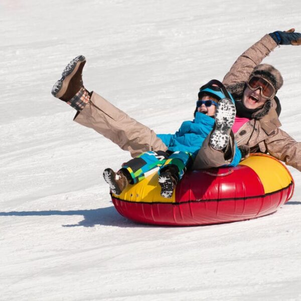 Picture of family snow tubing in Gatlinburg.