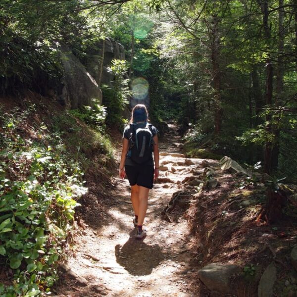 A photo of a woman hiking in Gatlinburg.