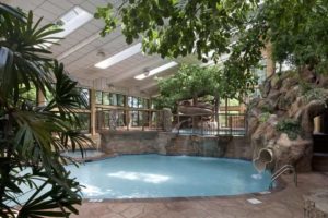 A pool at a hotel to relax in after making the drive from Knoxville to Gatlinburg. 