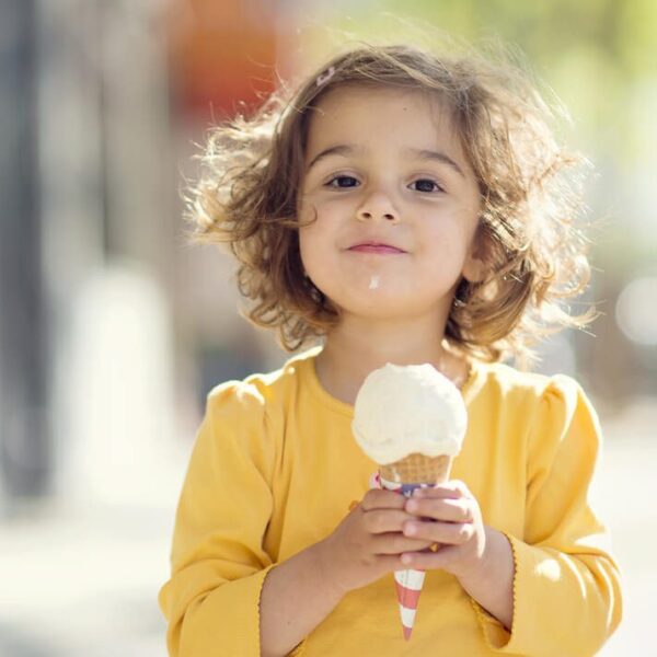 A little girl with ice cream from a shop in Gatlinburg.