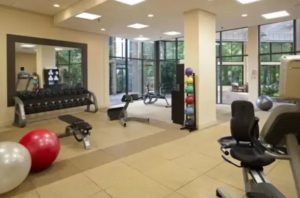 The fitness center at a hotel in Gatlinburg to use after exploring free things to do in town.