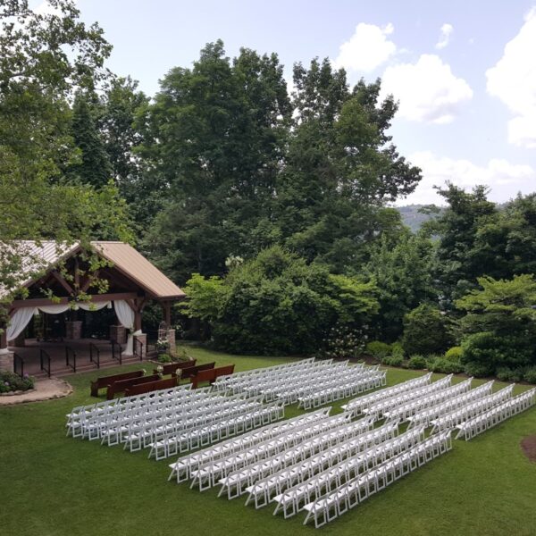 The outdoor wedding ceremony space at a Tennessee hotel in Gatlinburg.