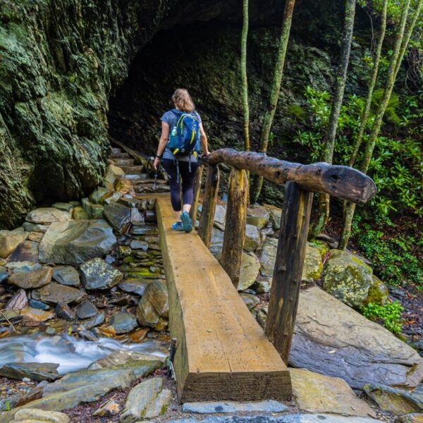 A woman on one of the best Gatlinburg hiking trails