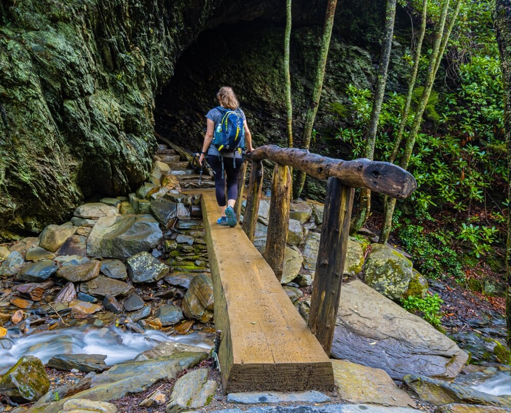 A woman on one of the best Gatlinburg hiking trails