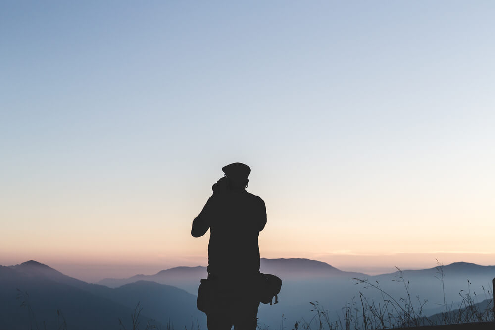 A person enjoying a photography session in the Great Smoky Mountains.