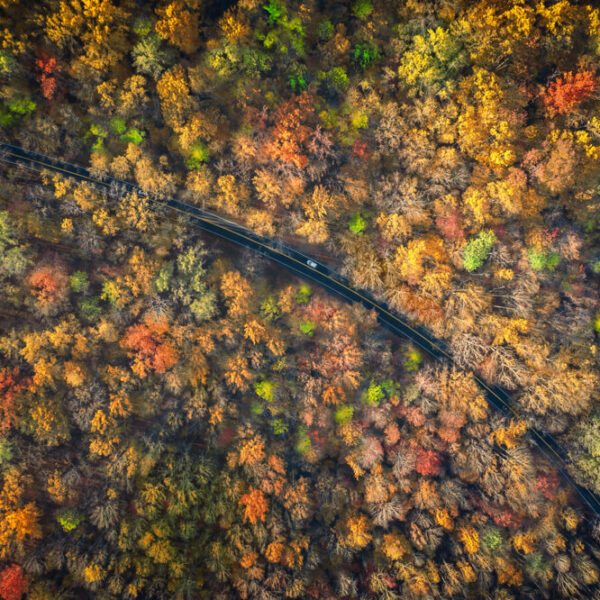 An aerial view of one of the scenic drives in Gatlinburg.