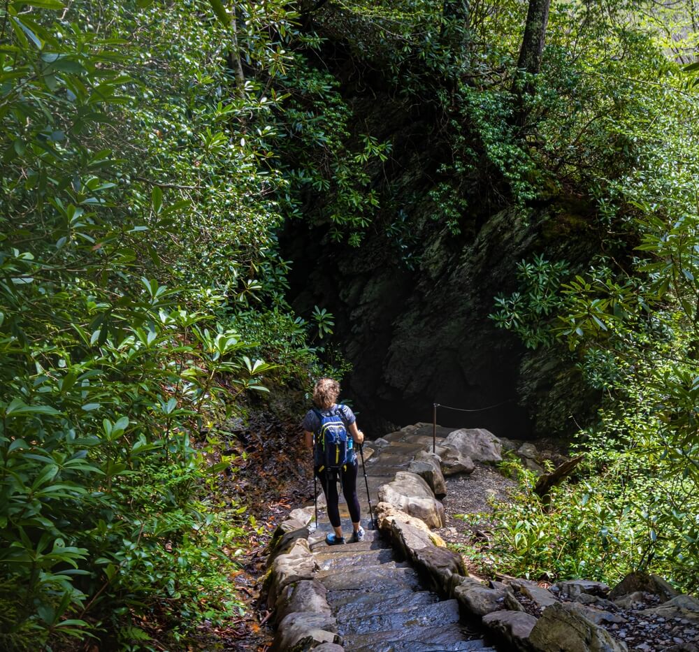 A person hiking during the best time to visit Gatlinburg.